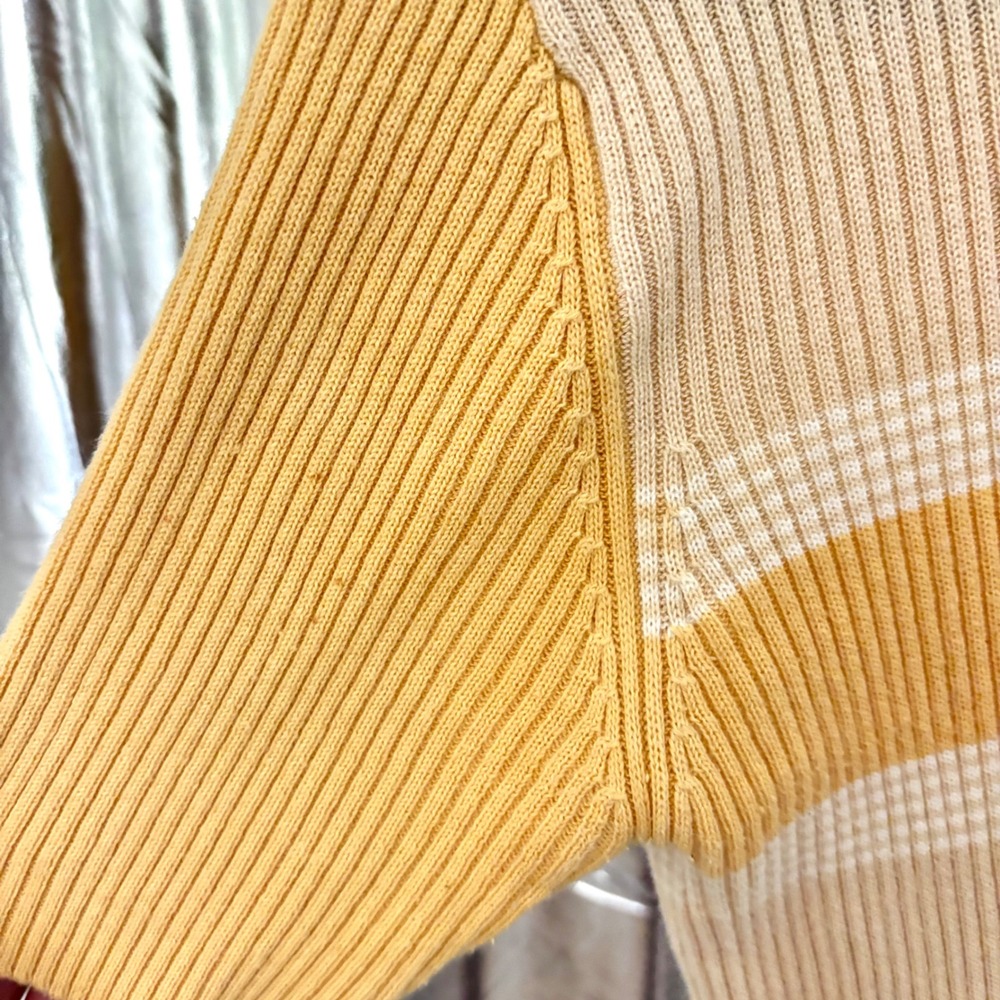 Yellow & Cream Color-Block Ribbed Knit Top - Picture 3 of 6